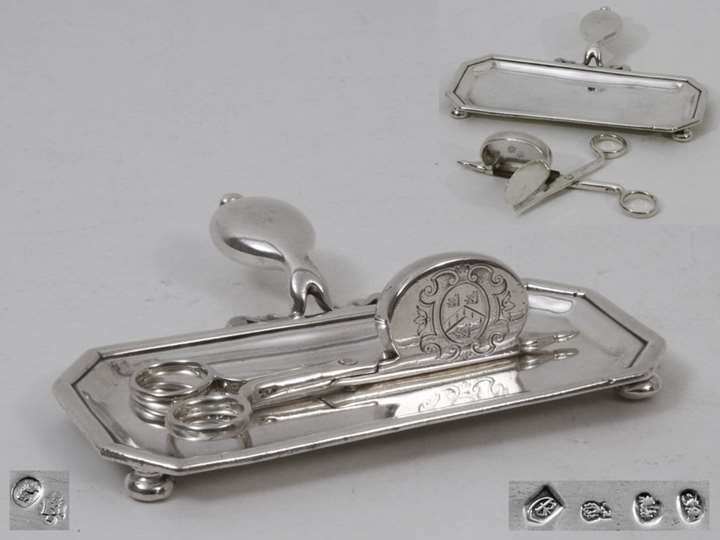 Fine George I Silver Snuffer Tray and Snuffers
